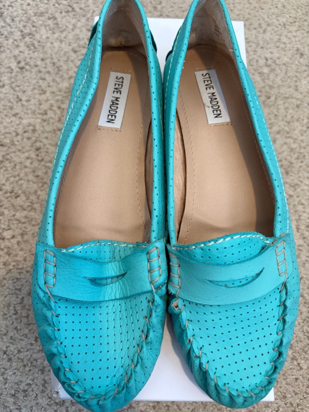 Steve Madden turquoise “Murphy” leather loafer, 8
